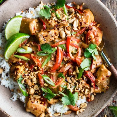 Chicken Tenders With Spicy Rice And Red Peppers