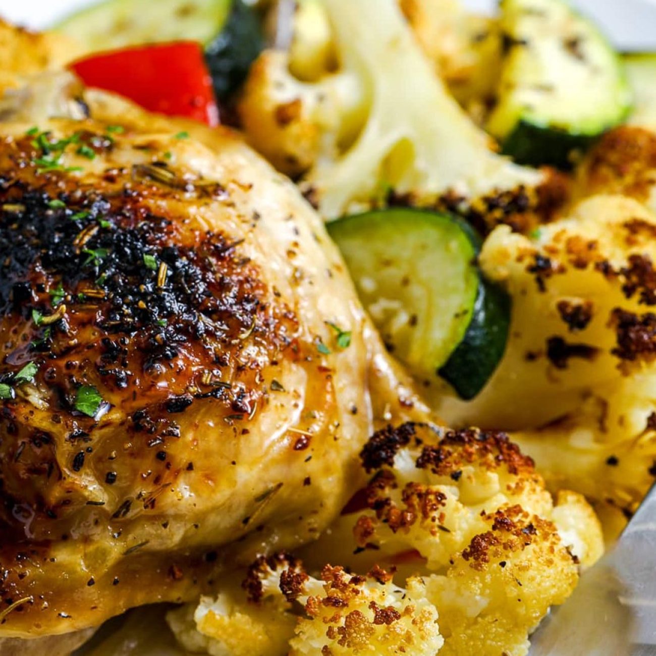 Chicken With Zucchini And Roasted Pepper