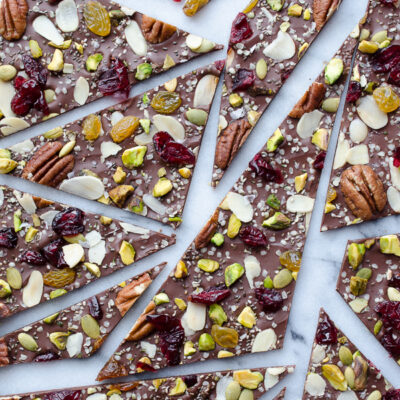 Chocolate Bark With Mixed Nuts And Dried