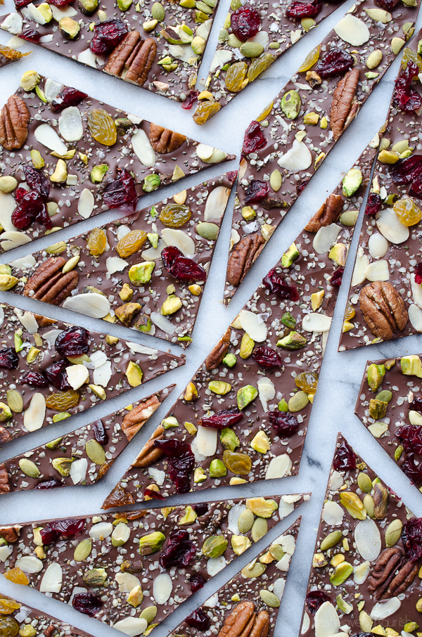 Chocolate Bark With Mixed Nuts And Dried