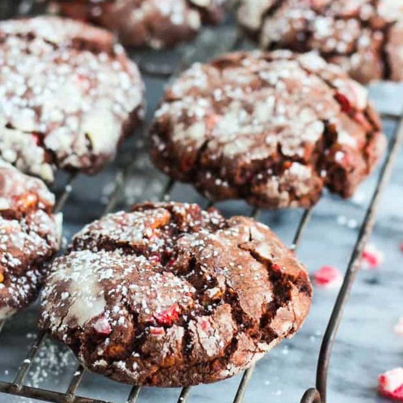 Chocolate Peppermint Crinkle Cookies