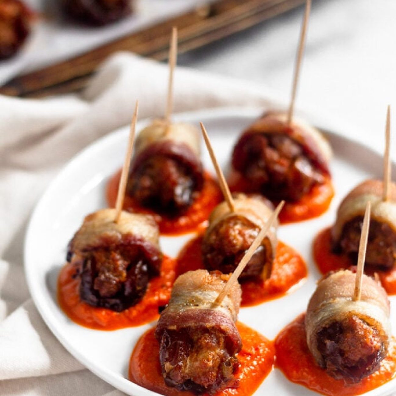 Chorizo-Filled Dates Wrapped In Bacon