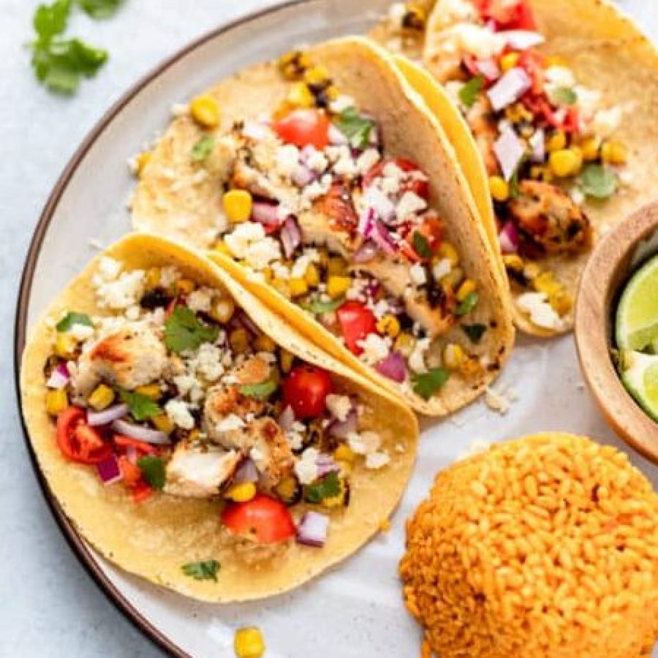 Cilantro Lime Chicken Tacos With A Mango And