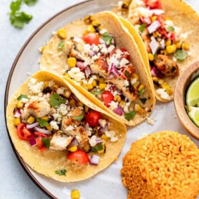 Cilantro Lime Chicken Tacos With A Mango And