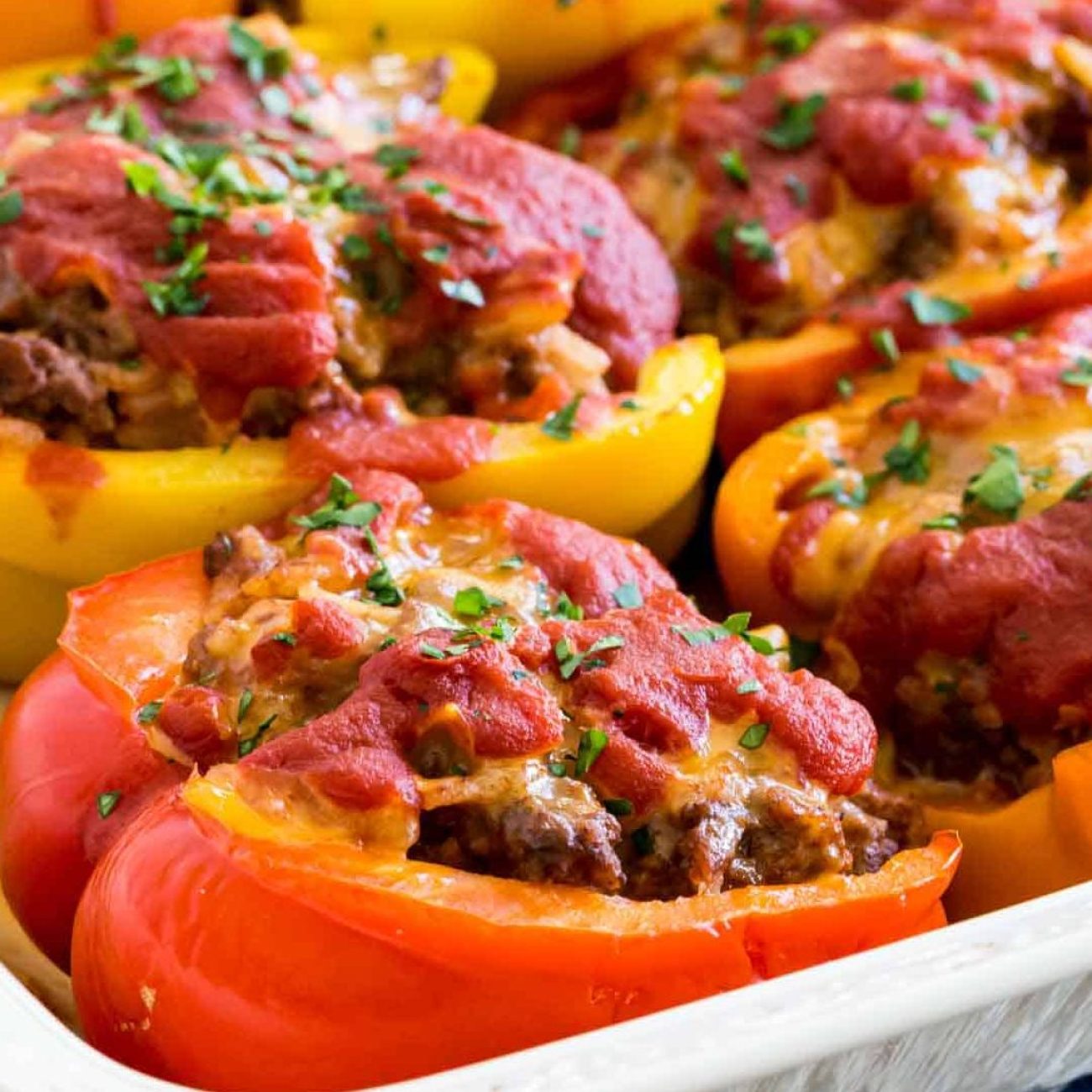 Classic Rice & Beef Stuffed Bell Peppers