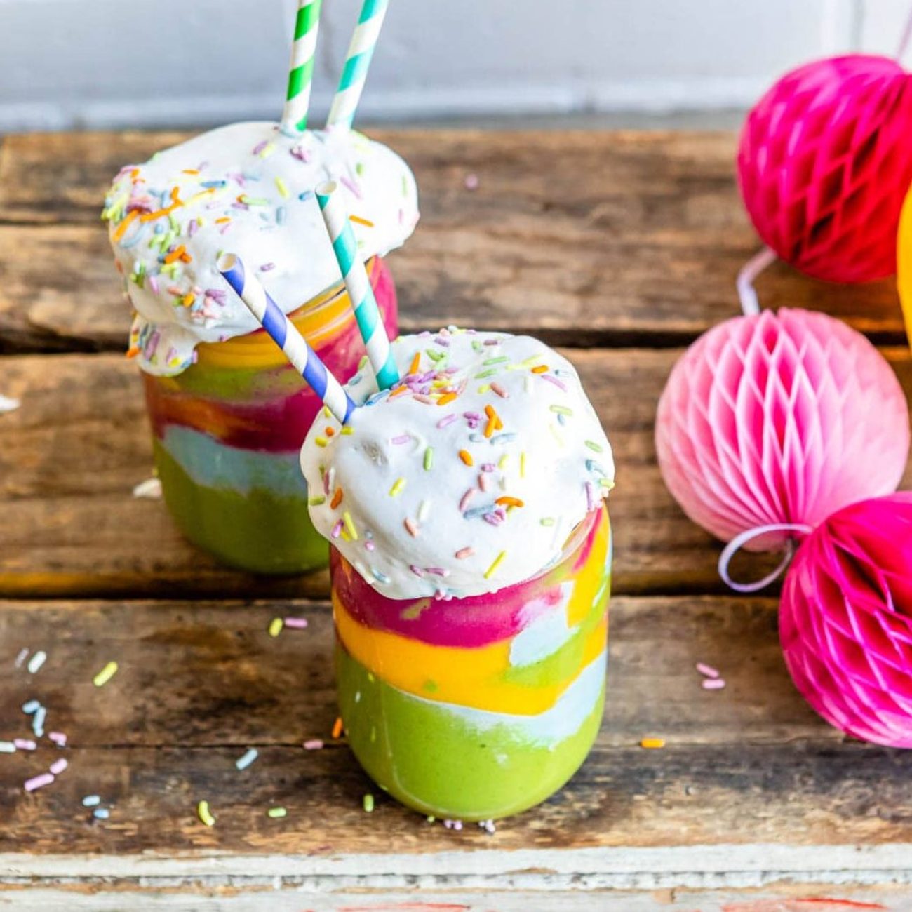 Colorful Triple-Layered Smoothie Delight