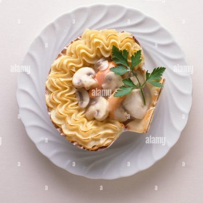 Coquille Of Seafood With Mushrooms In