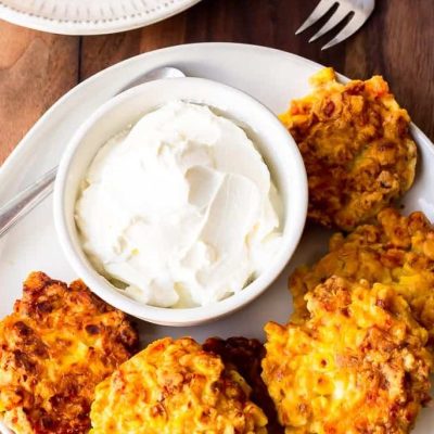 Corn Fritters With Crispy Bacon, Roasted