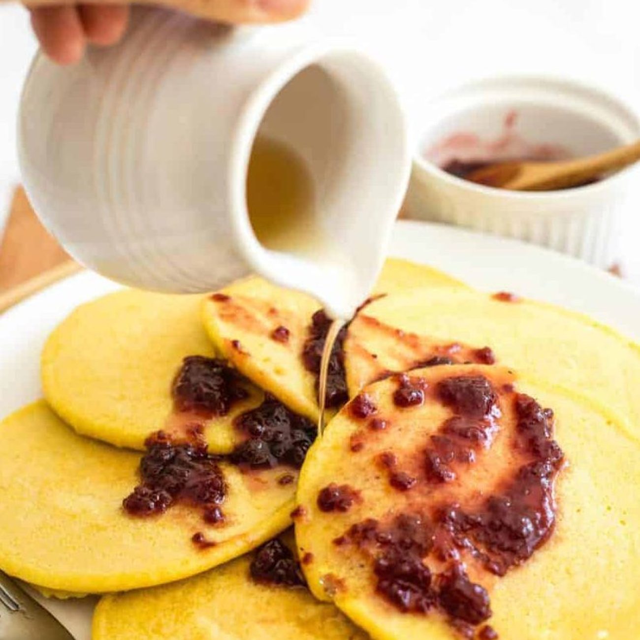 Cornmeal Pancakes With Honey And Black