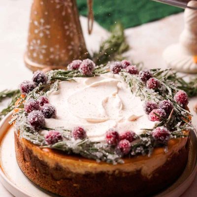 Cranberry Eggnog Cheesecake