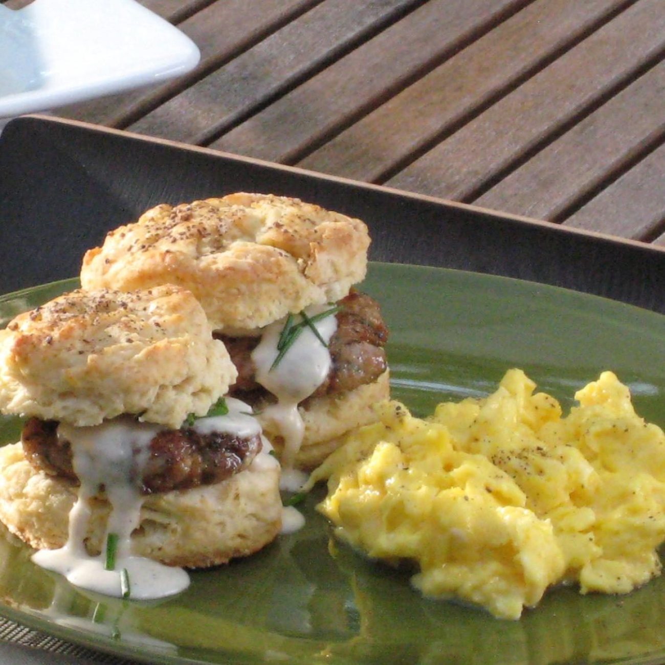 Creamed Eggs Over Buttermilk Biscuits