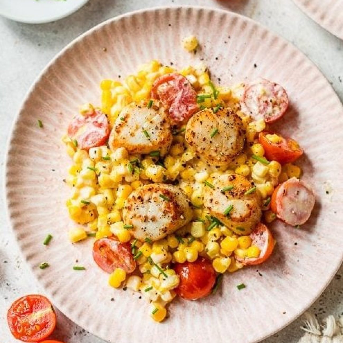 Creamed Scallops, Corn, And Tomatoes