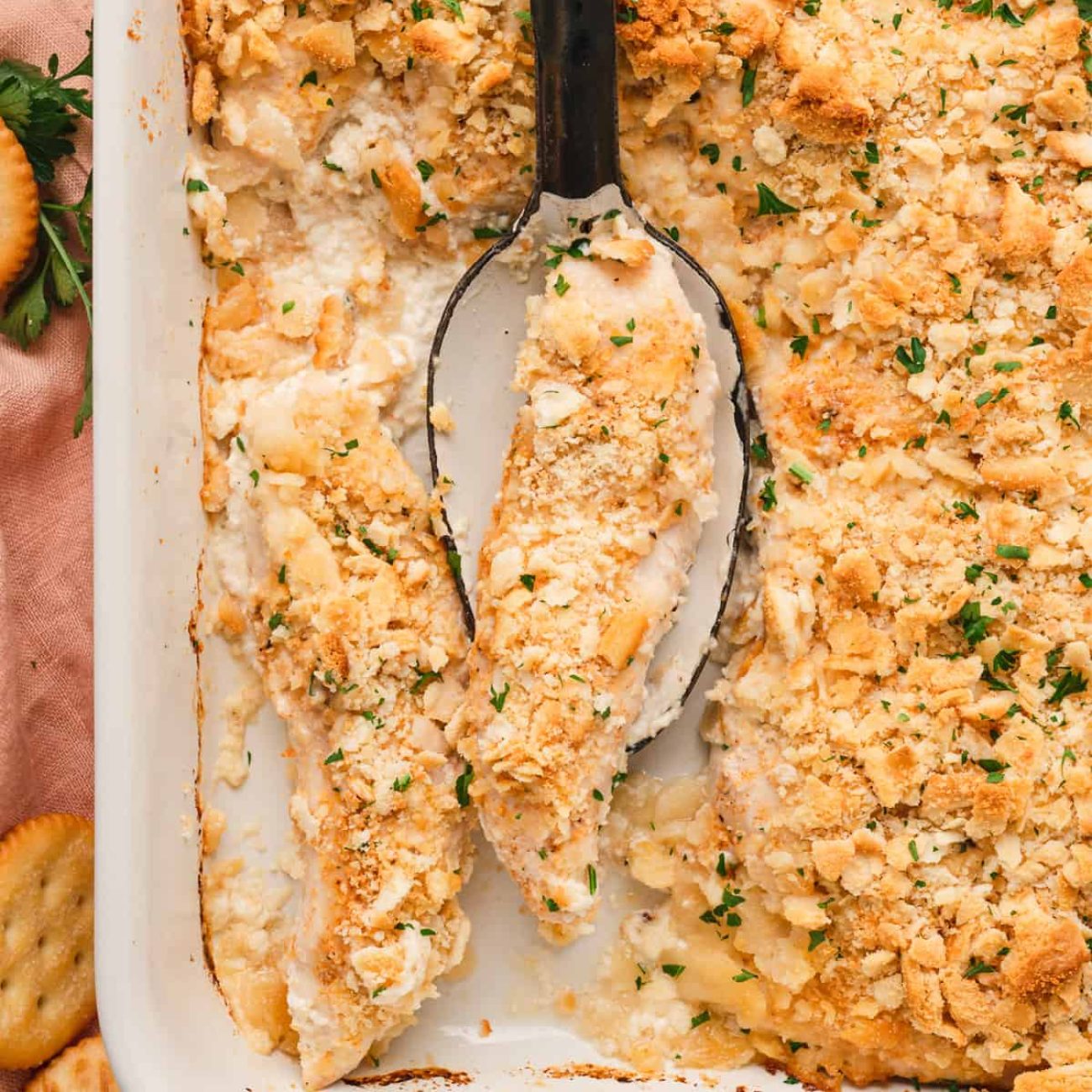 Creamy Ritz Cracker Chicken and Rice Casserole Recipe