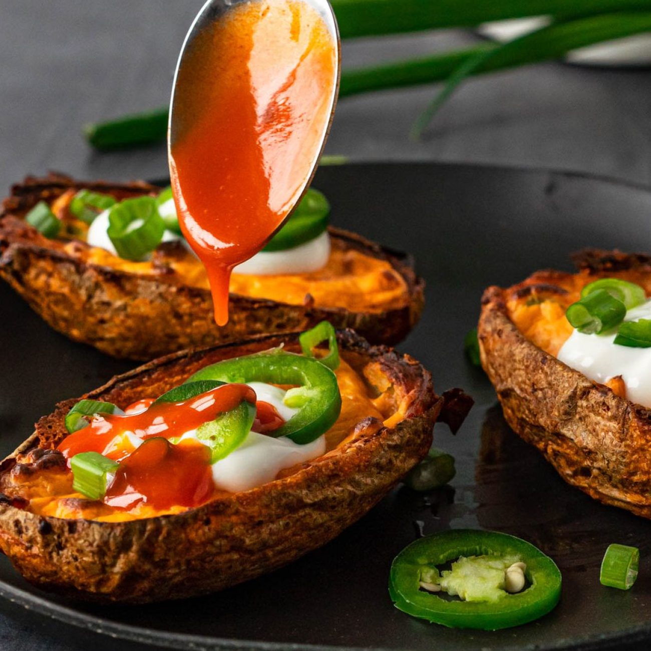 Crispy Buffalo-Style Potato Skins with a Spicy Kick