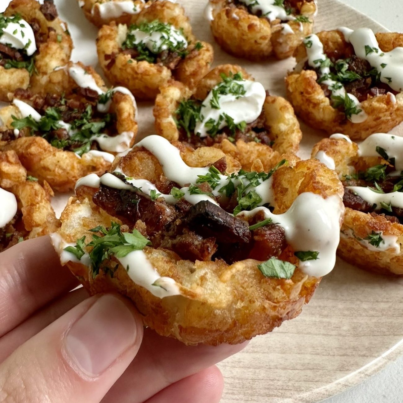 Crispy Loaded Tater Tot Cups