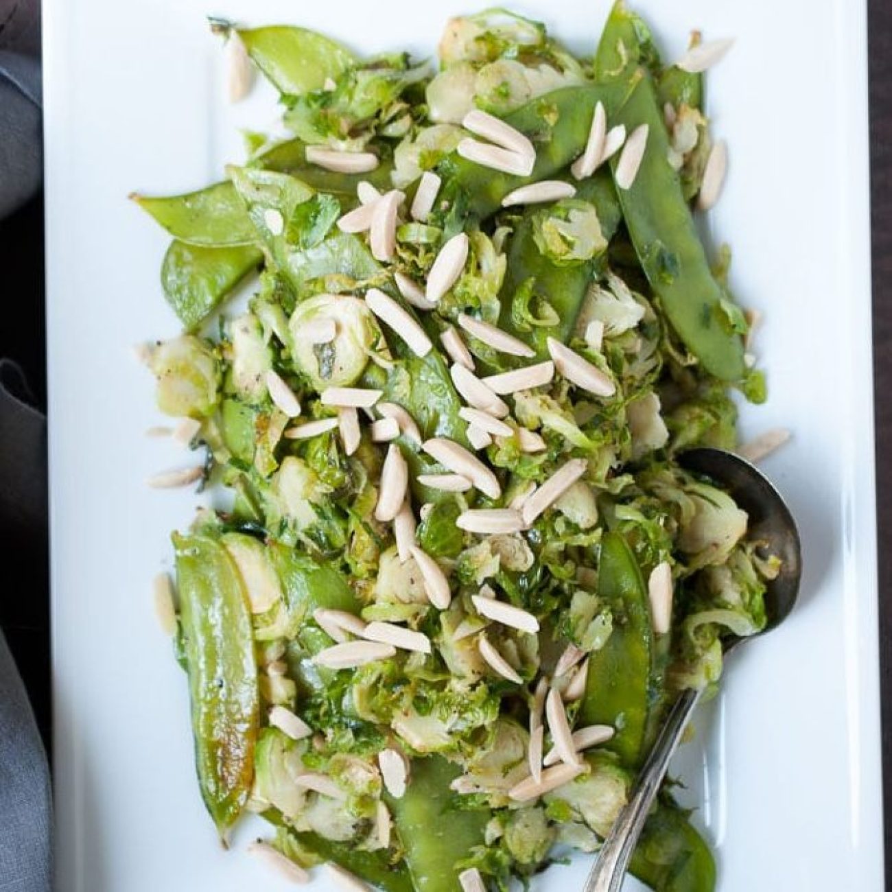 Crispy Snow Peas Tossed with Golden Toasted Almonds