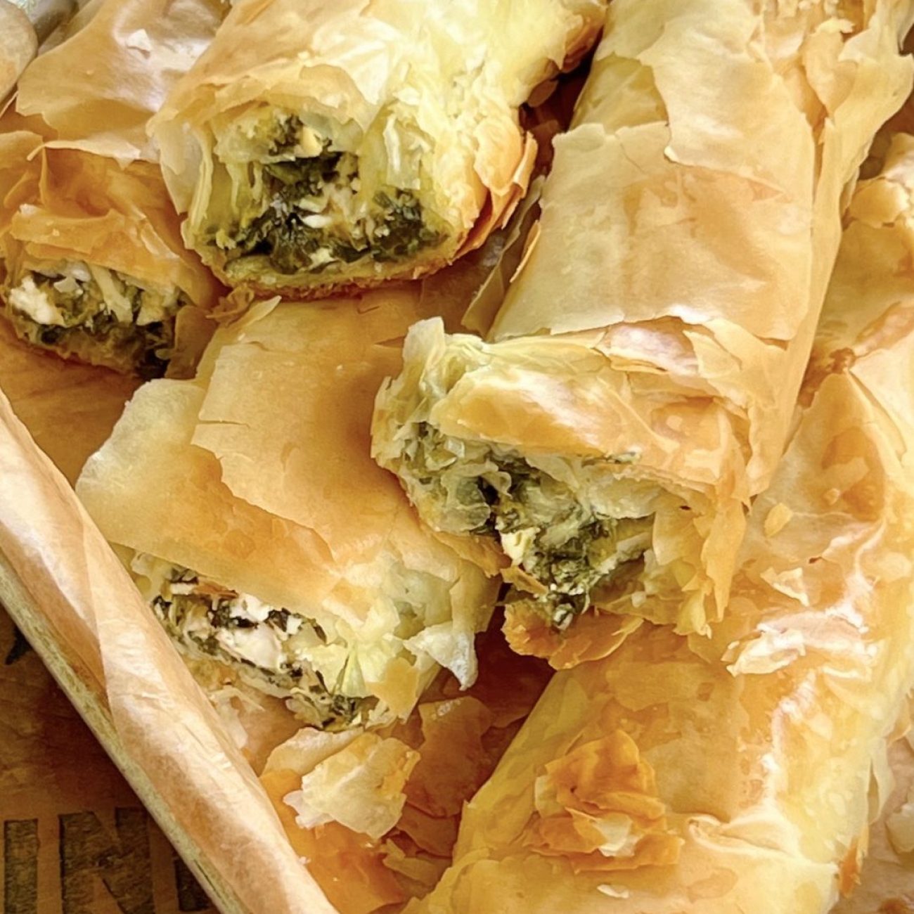 Crispy Spinach and Feta Cheese Phyllo Triangles