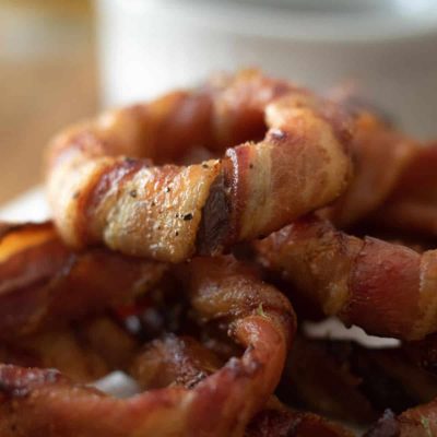 Crispy Sweet And Spicy Bacon-Wrapped Onion Rings