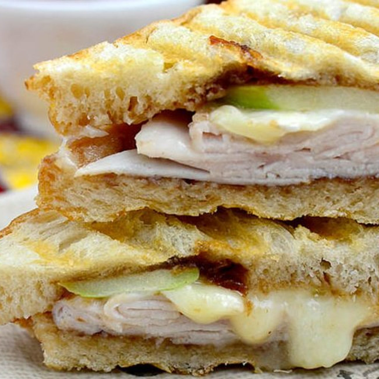 Crispy Turkey and Double Cheese Panini with Sauted Veggies