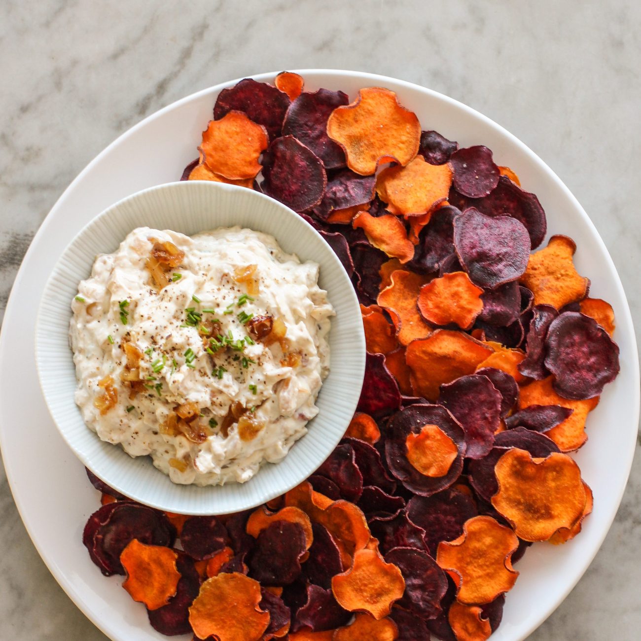 Crispy Vegetable Fritters with Sweet Caramelized Onion Dip