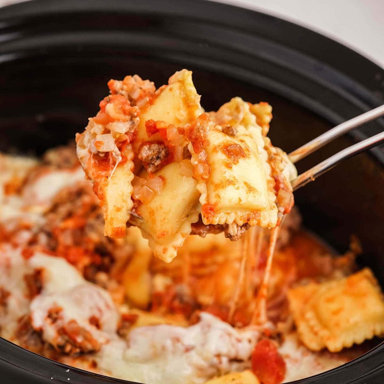 Crock Pot Cheesy Ravioli Casserole