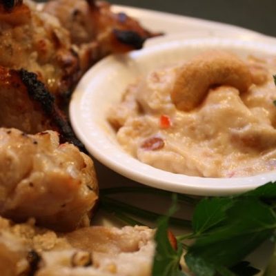 Crocodile Or Chicken Skewers With Cashew Nut