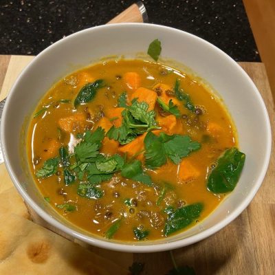 Curried Lentils With Spinach