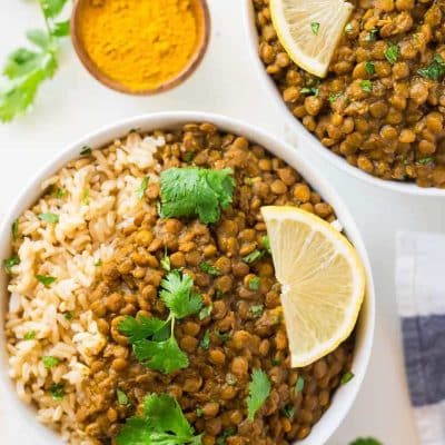 Curry Rice With Orange And Brown Lentils