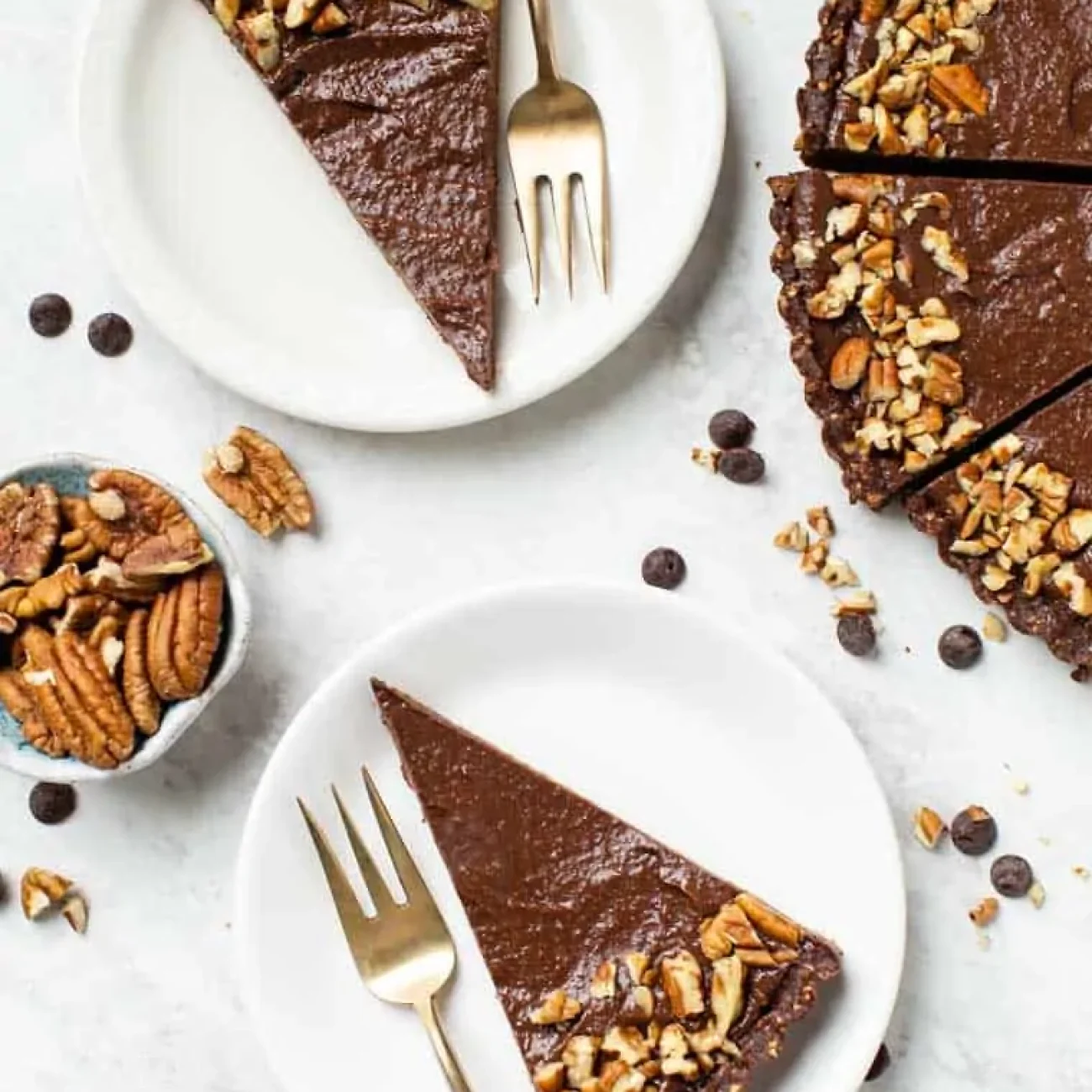 Decadent Vegan Chocolate Tart with a Crunchy Cookie Crumb Crust