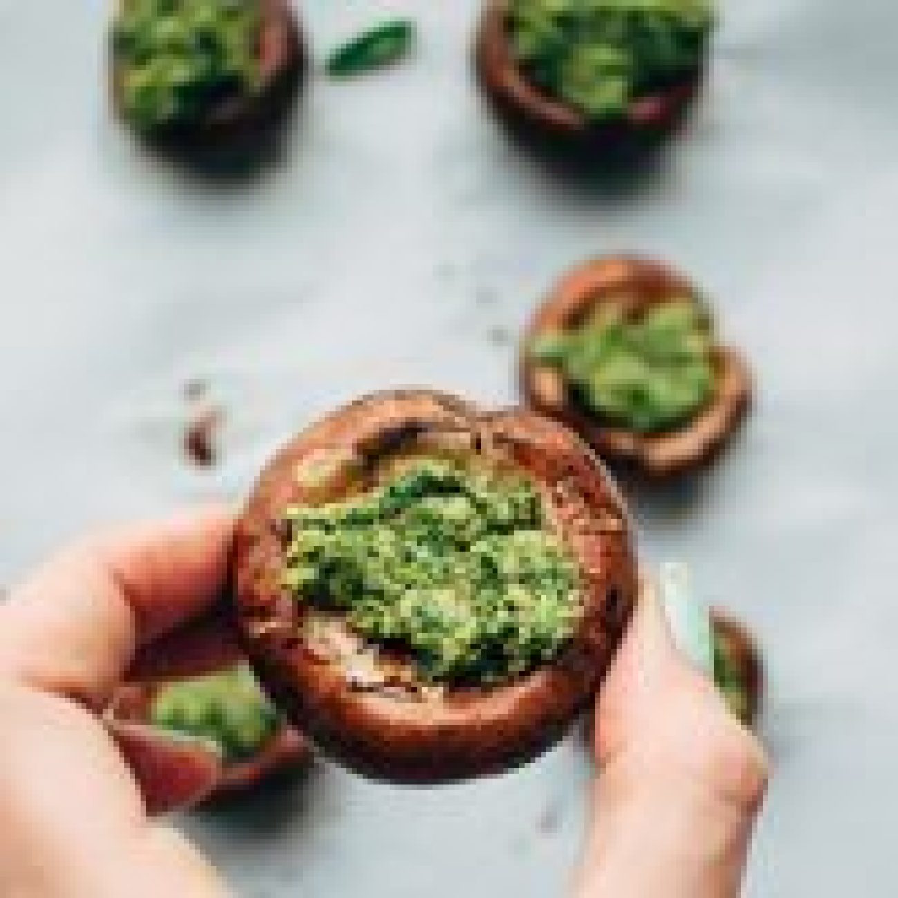 Dehydrator Pesto-Stuffed Mushrooms