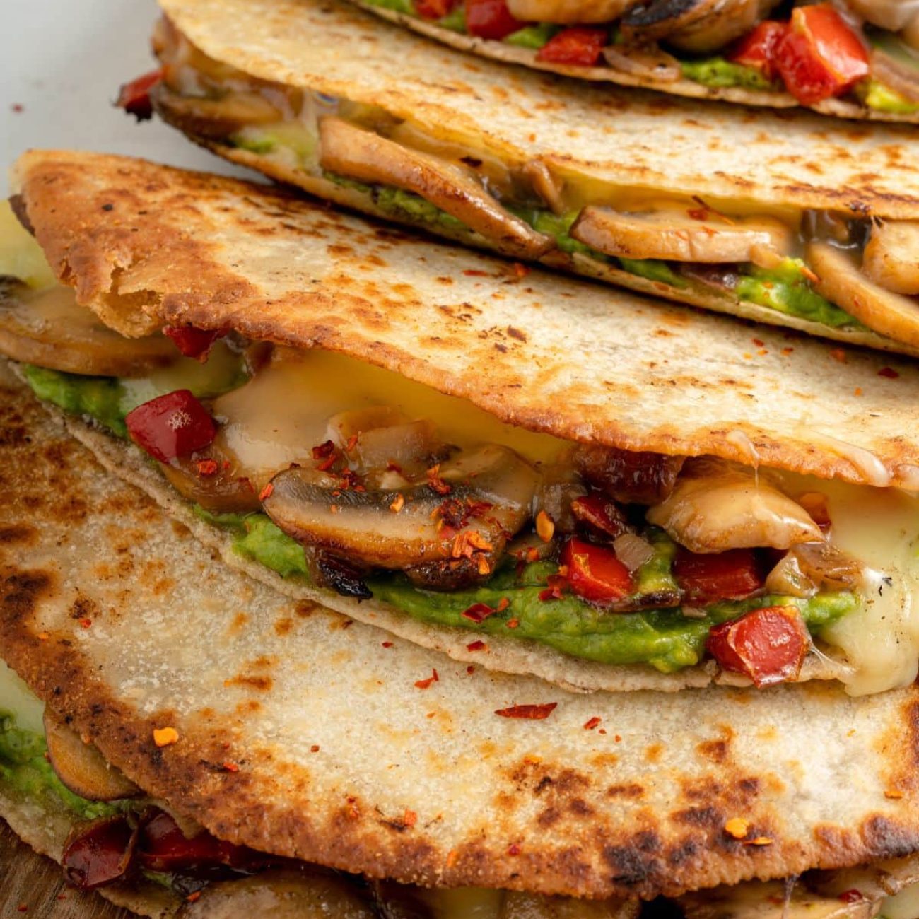 Delicious Mushroom and Sweet Red Pepper Quesadillas Recipe