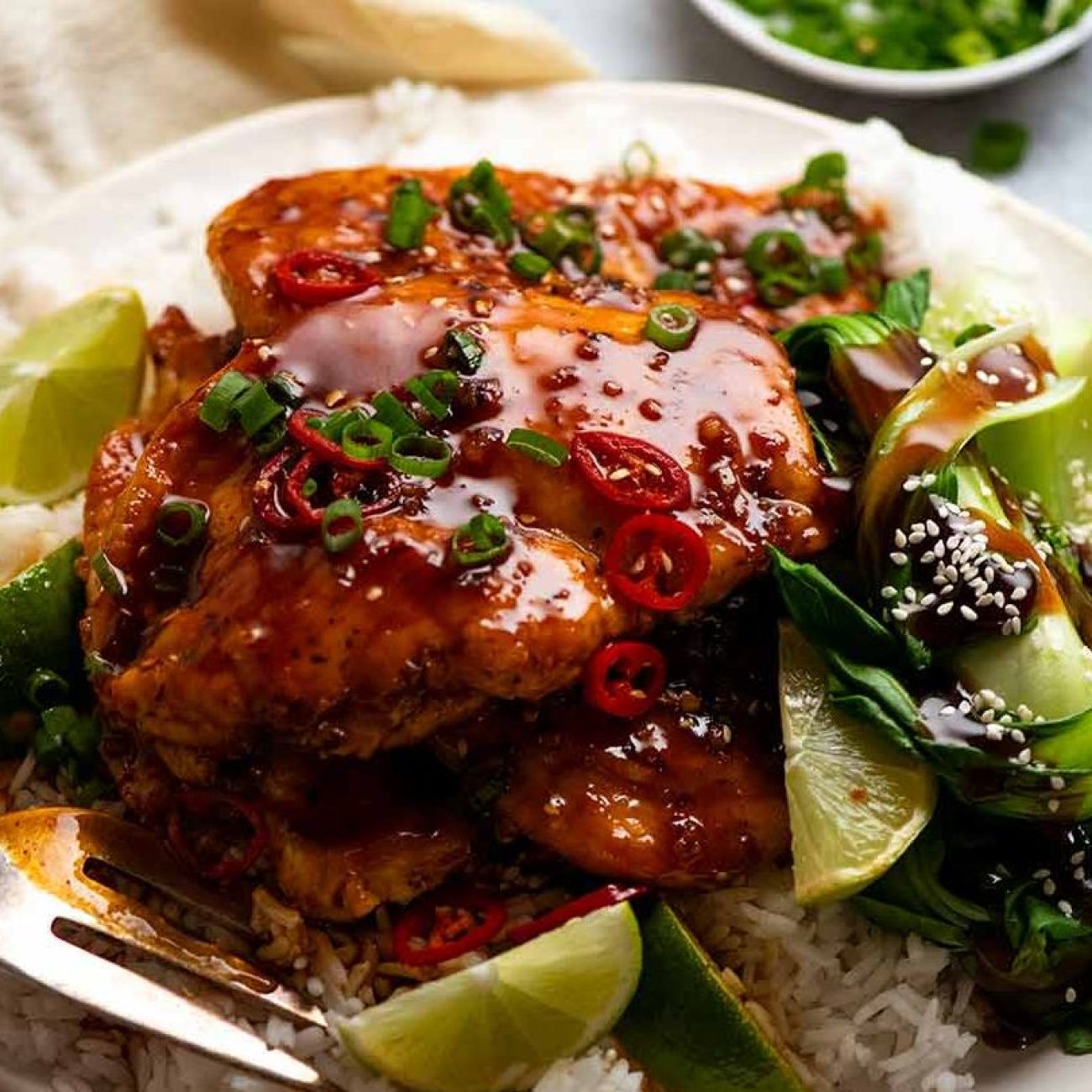 Delicious Sweet Chili Chicken Over Fluffy Rice Recipe