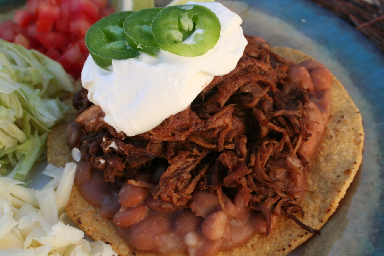 Duck Or Chicken & Chile Mole Tostadas