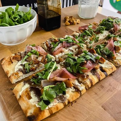 Easy Sourdough Arugula Feta Cheese Pizza