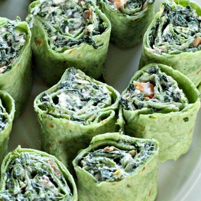 Easy Spinach Bacon Tortilla Roll Ups