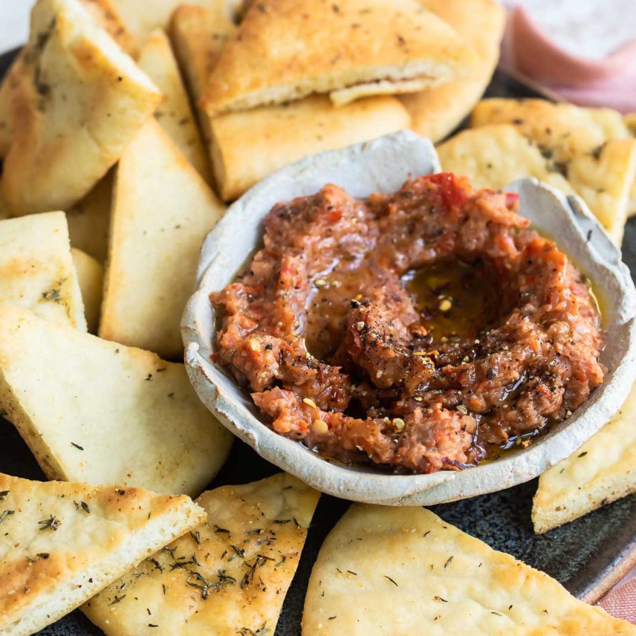 Eggplant Bruschetta With Pita Chips