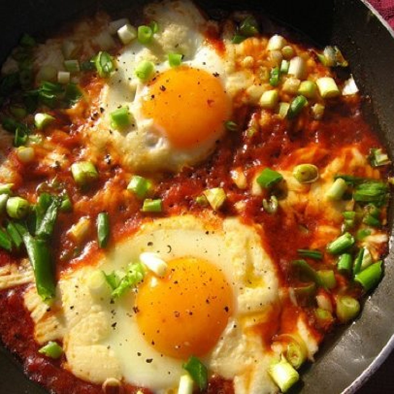 Eggs In Tomato Pepper Sauce Aka Tunisian