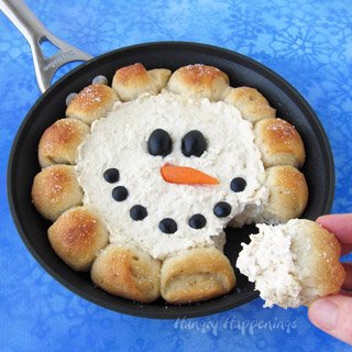 Festive Snowman-Shaped Salmon Appetizer Spread