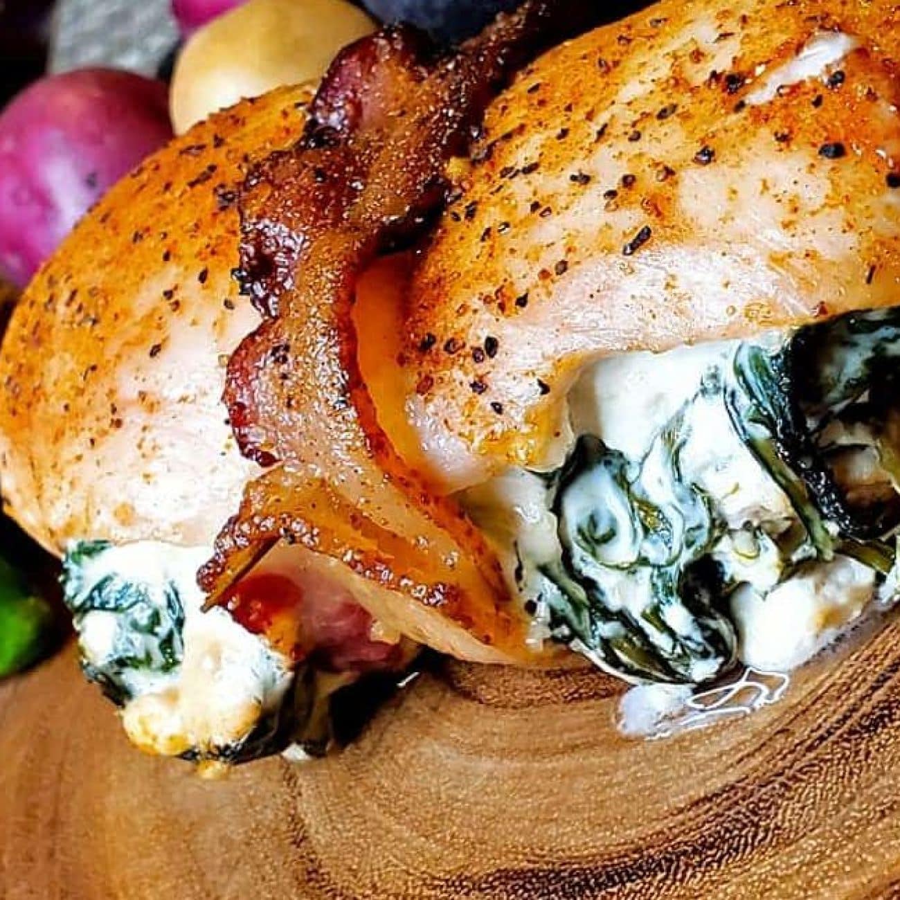 Feta Cheese And Bacon Stuffed Chicken Breasts