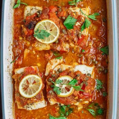 Fish Tagine With Tomatoes, Capers, And