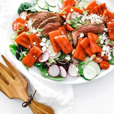 Flank Steak With Grilled Mango And Watermelon