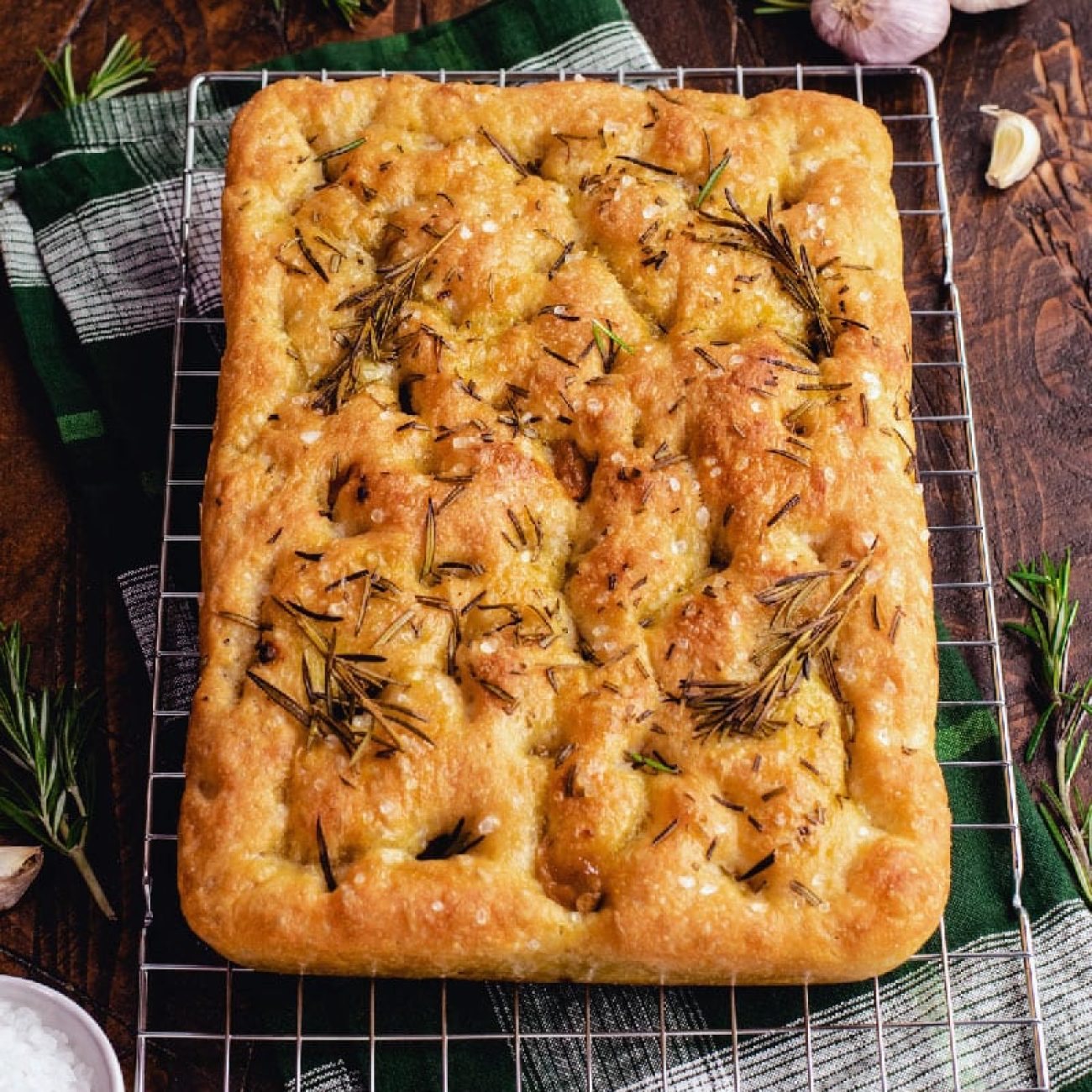 Focaccia With Garlic & Rosemary