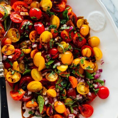 Fresh Basil And Tomato Salad With Aged Balsamic Drizzle