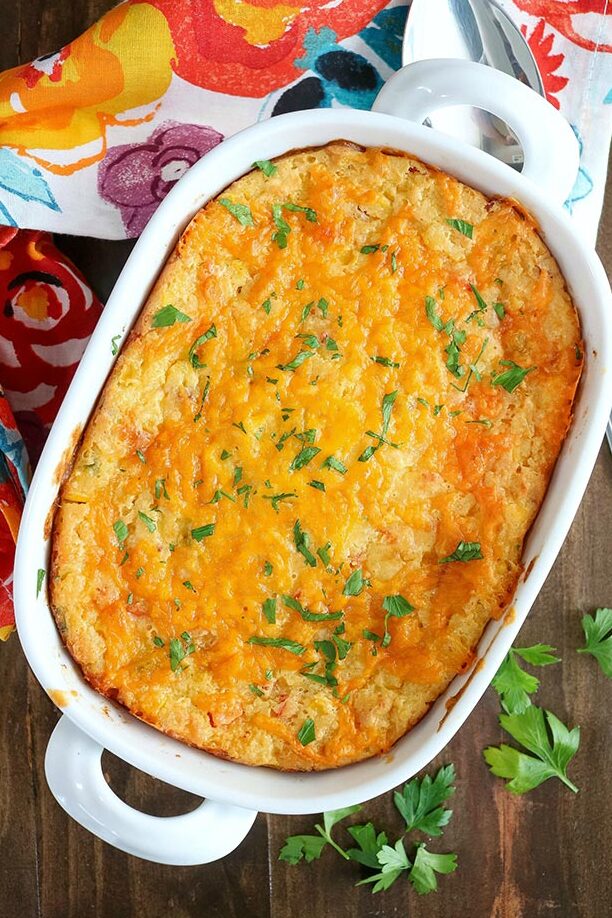 Fresh Corn Casserole With Red Bell Peppers