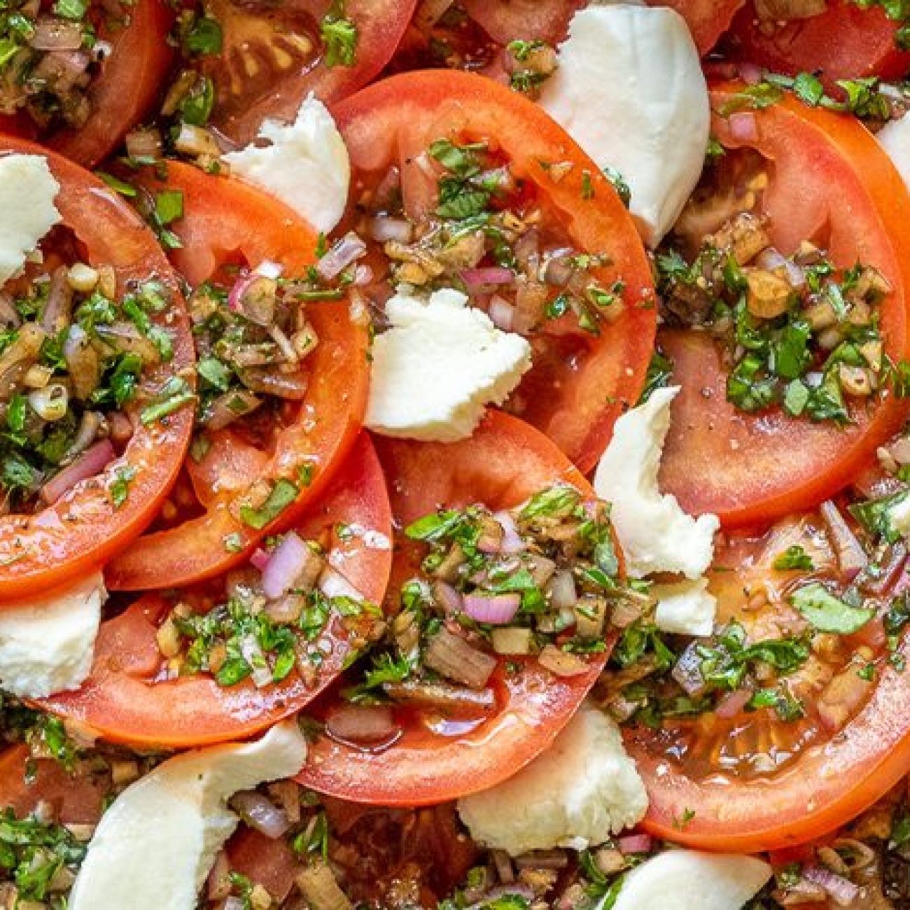 Fresh Tomato and Mozzarella Salad with a Trio of Herbs