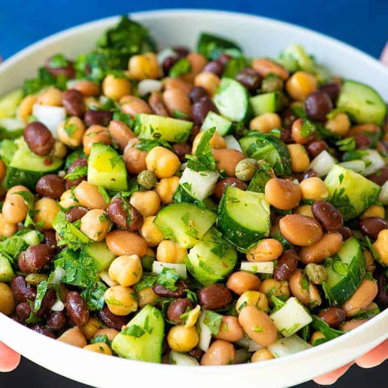 Fresh Zucchini and White Bean Salad with Basil Dressing