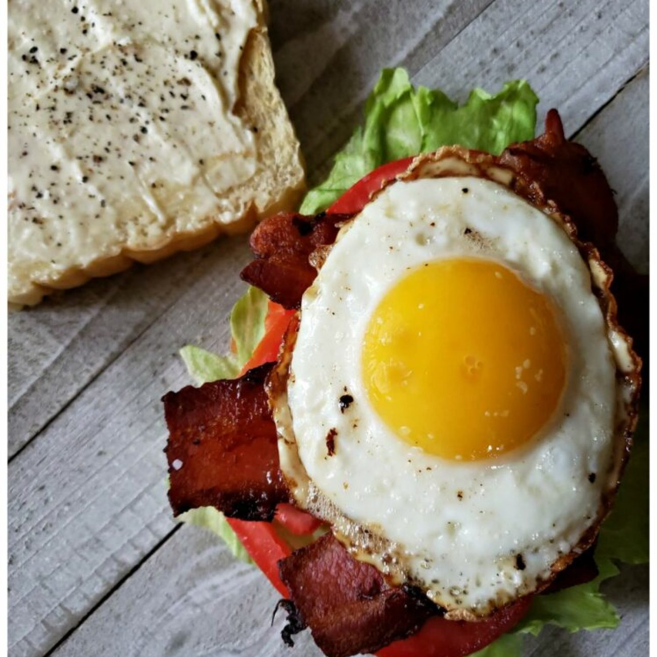 Fried Egg, Bacon & Cheese Sandwich