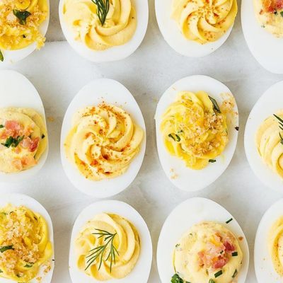 Garlic, Basil And Bacon Deviled Eggs