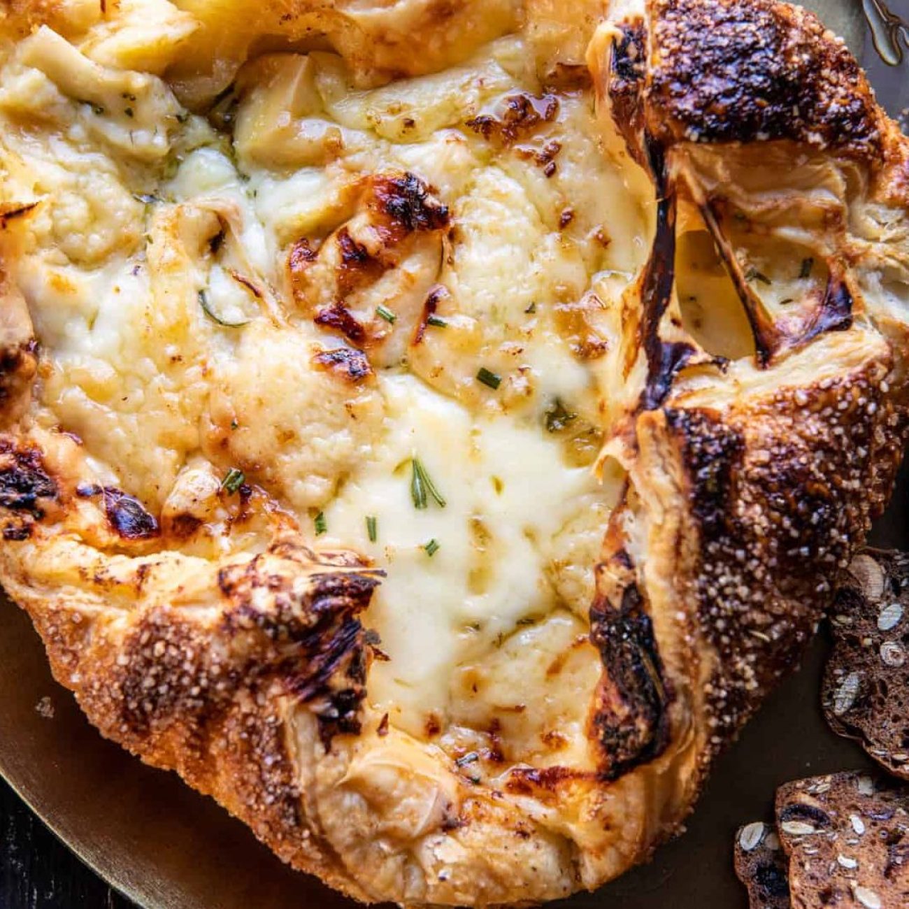 Garlic Bread With Bacon Bits, Rosemary And