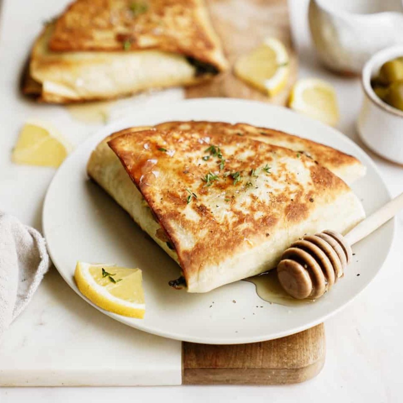 Garlic Feta Toasts With A Warm Olive